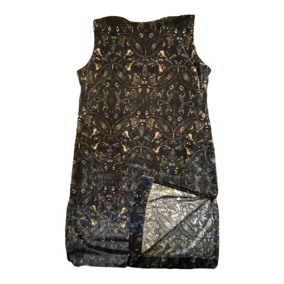 🎃 PAISLEY VELVET MIDI SHIFT DRESS | Black multi | No size but fits L-XL - Picture 2 of 3
